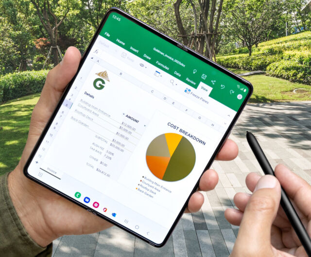 Microsoft's next phone will be more like the Galaxy Fold, with a large folding screen.  This one even runs Excel!