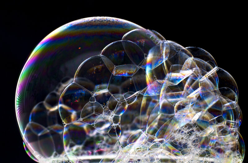 Image of a cluster of soap bubbles.