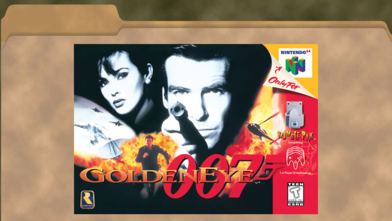 Nintendo's promotional key art for the launch of <em>GoldenEye 007</em> on Switch.
