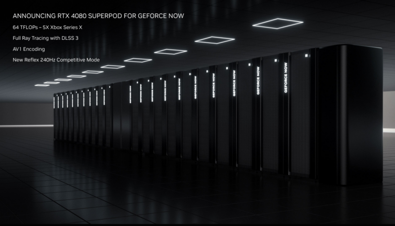 Rows of GeForce Now servers