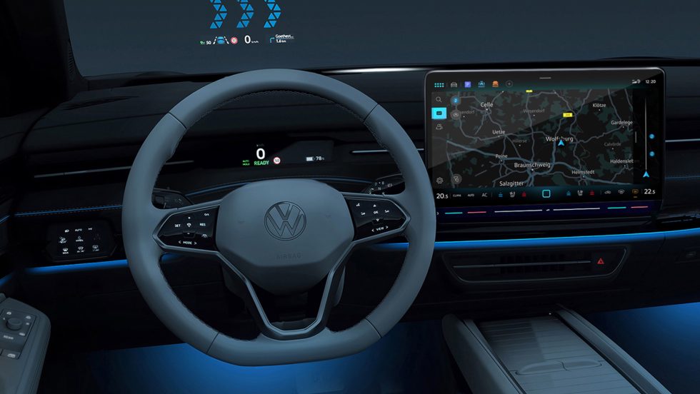 Note that the images VW supplied show that the car still uses the brand's capacitive-control multifunction steering wheel. <a href="https://arstechnica.com/cars/2022/10/after-complaints-volkswagen-will-ditch-capacitive-steering-wheel-controls/">That will presumably change</a> when the EV goes on sale in 2024.