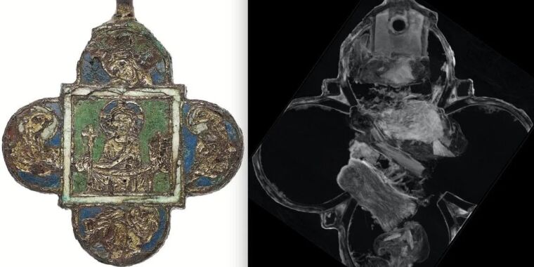 Neutron imaging revealed the secrets of this gold-plated medieval pendant