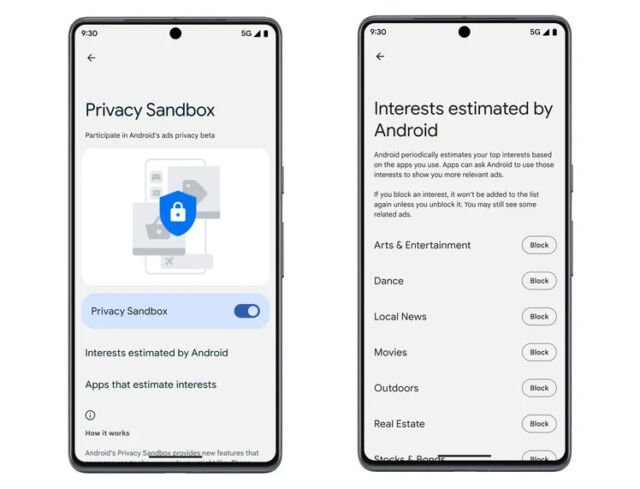 Kontrol Privacy Sandbox Android. 