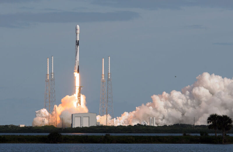 A SpaceX Falcon 9 rocket lifts off from Cape Canaveral Air Force Station carrying 60 Starlink satellites on November 11, 2019.