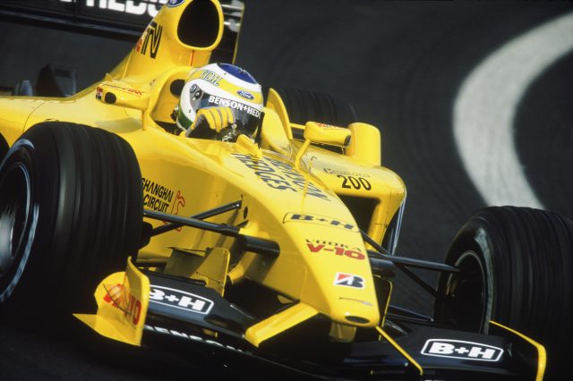 Jordan-Ford driver Giancarlo Fisichella of Italy in action during the Brazilian Formula One Grand Prix held on April 6, 2003 at Interlagos, in Sao Paulo, Brazil.