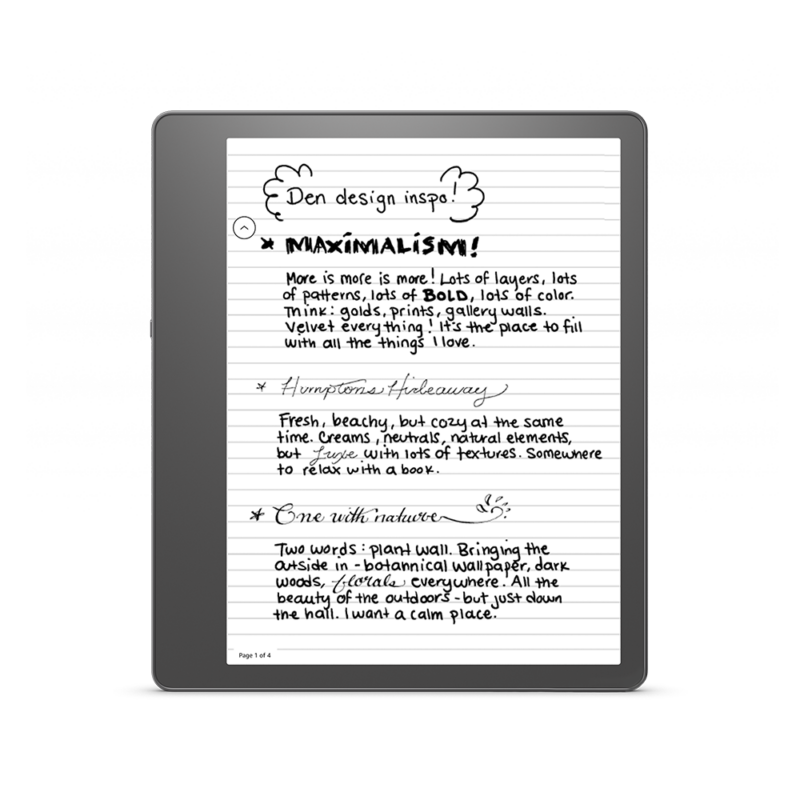 Different brush types, each with their own thickness settings, will let you make more varied-looking and true-to-life notes and illustrations on the Kindle Scribe.