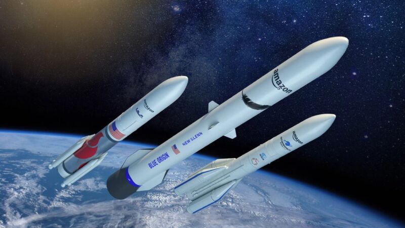 Illustration of rockets that Amazon will use to launch satellites.