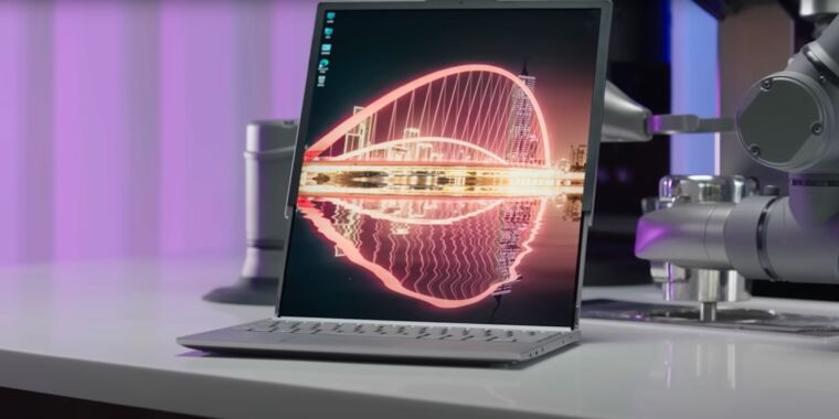 Lenovo demos laptop that rolls from 13 to 15 inches with the flip of a switch thumbnail