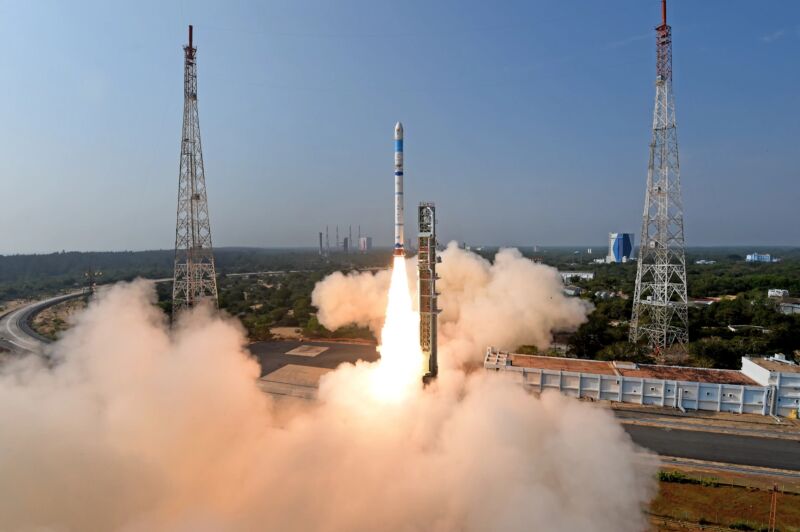 India's Small Satellite Launch Vehicle takes flight on Feb. 10 2023. 