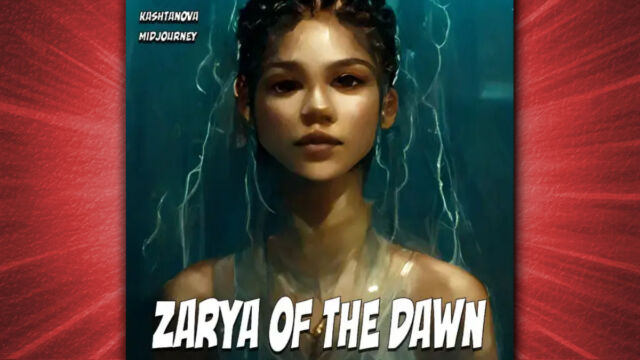 The cover of "Zarya of the Dawn," a comic book created using Midjourney AI image synthesis in 2022 and subject to a copyright dispute.
