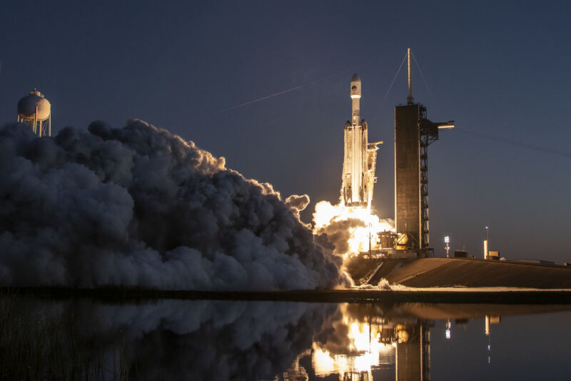 A Falcon Heavy rocket launches mission USSF-67 for the US Space Force in January 2023.