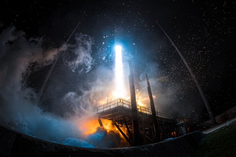 This otherworldly photo was taken of the debut launch of the Terran 1 rocket on March 23, 2023. 