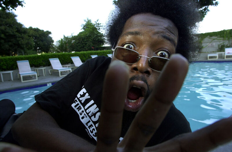 Singer-songwriter Joseph Foreman, better known as "Afroman," clowns around poolside at an Orange County hotel.