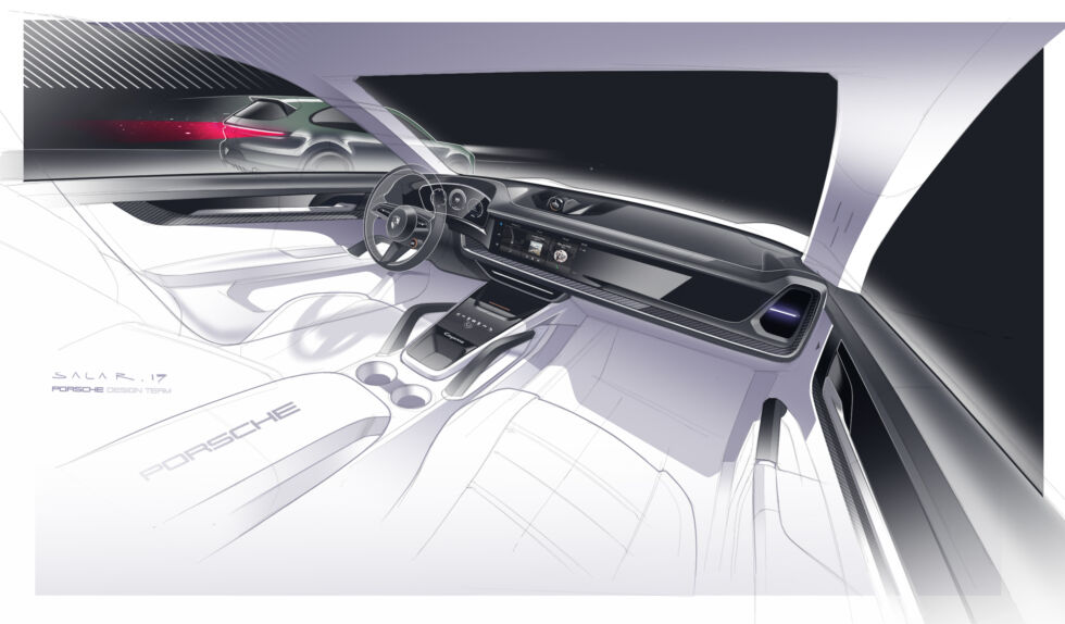 A design sketch for the 2024 Cayenne interior.