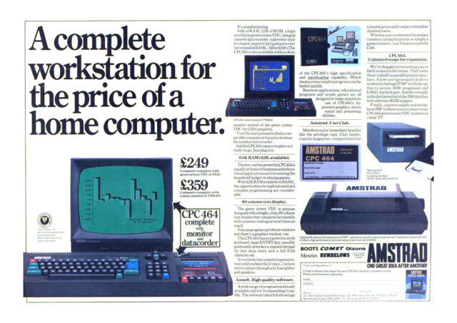 Um anúncio da Amstrad CPC 464.