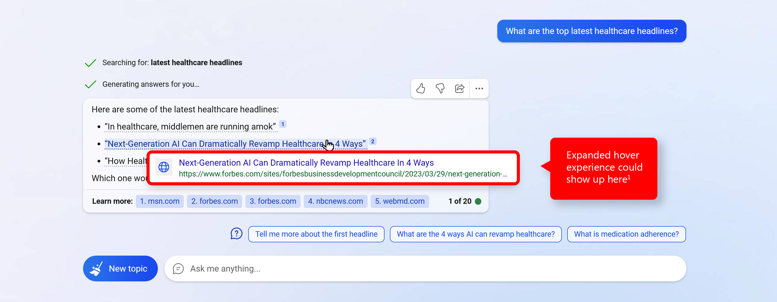 One of Microsoft's experimental formats for highlighting information sources in Bing Chat. 