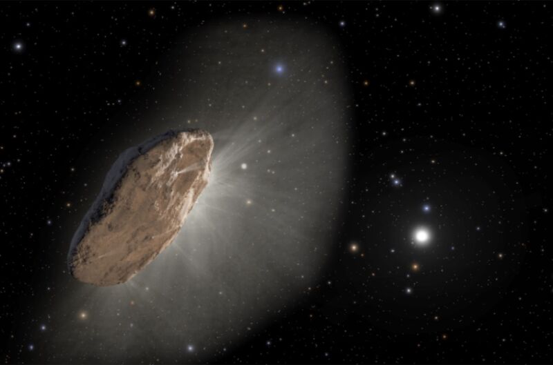 An artist's depiction of the interstellar comet 'Oumuamua,