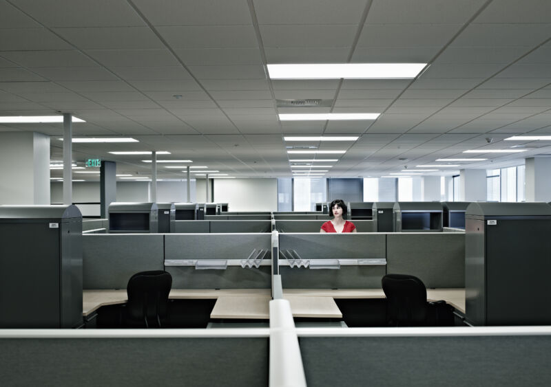 Empty cubicles in office