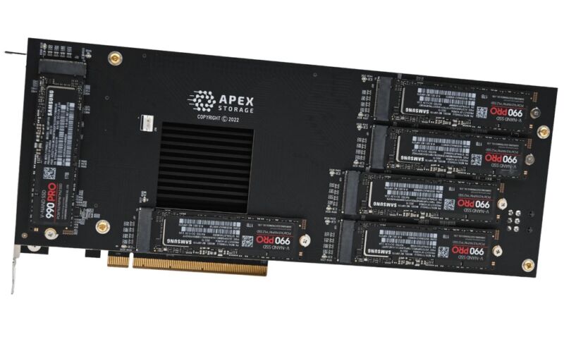 تخطط شركة Newbie لبطاقة إضافية بقيمة 2800 دولار تحتوي على ما يصل إلى 21 PCIe 4.0 SSDs ، 168 تيرابايت – Ars Technica