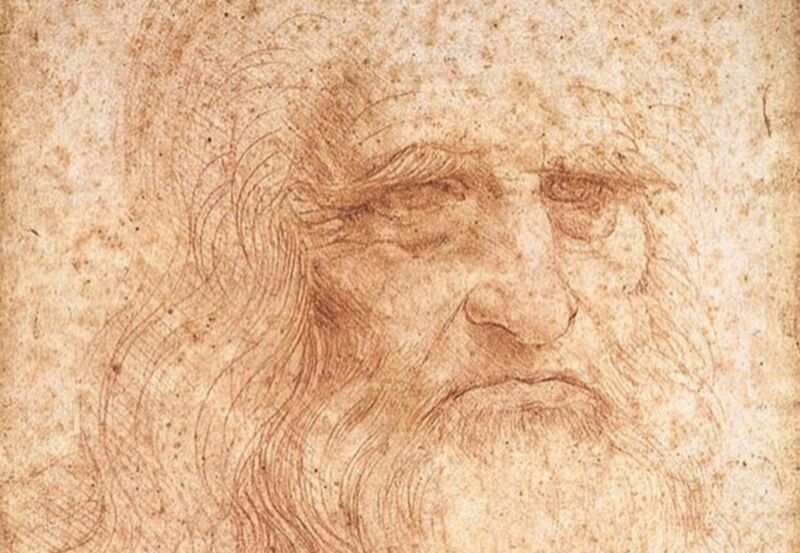 Presumed self-portrait of Leonardo (c. 1510) at the Royal Library of Turin, Italy