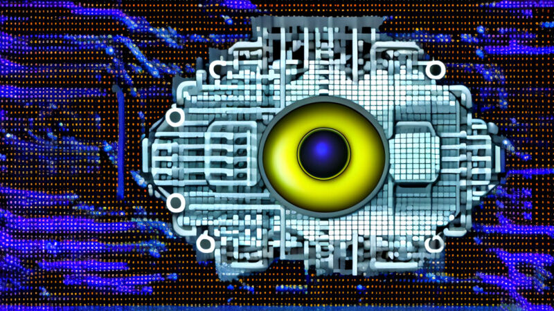 Una imagen generada por IA de un cerebro electrónico con un globo ocular.