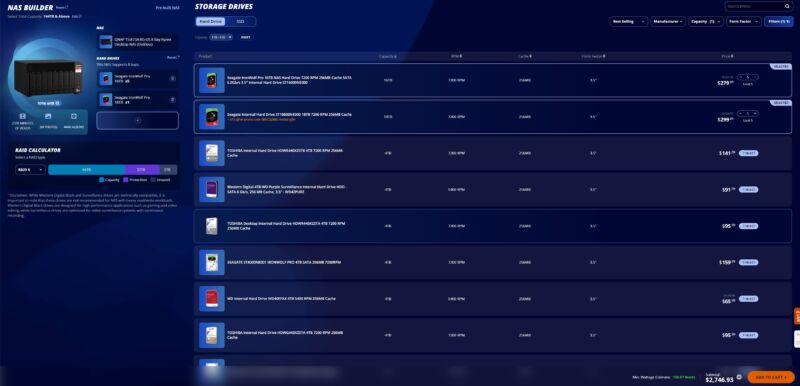 Newegg’s unique NAS configurator is a handy, but limited, shopping tool