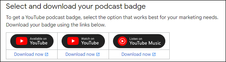 Insignias de podcast de Youtube.