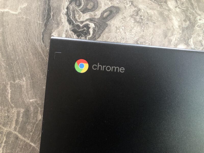 Chromebook logo on black laptop