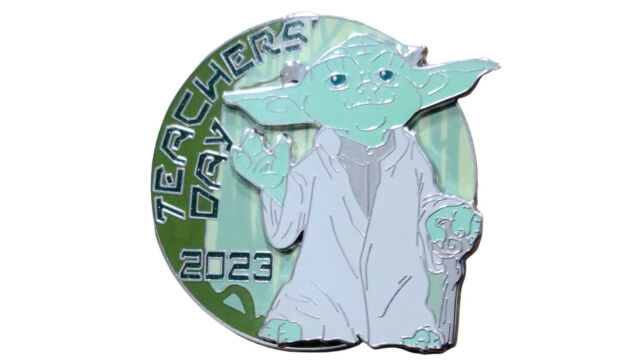 Star Wars Yoda Teacher's Day 2023 pin.