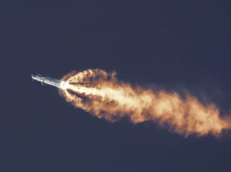 SpaceX's Starship rocket takes flight on Thursday morning above the Gulf of Mexico.