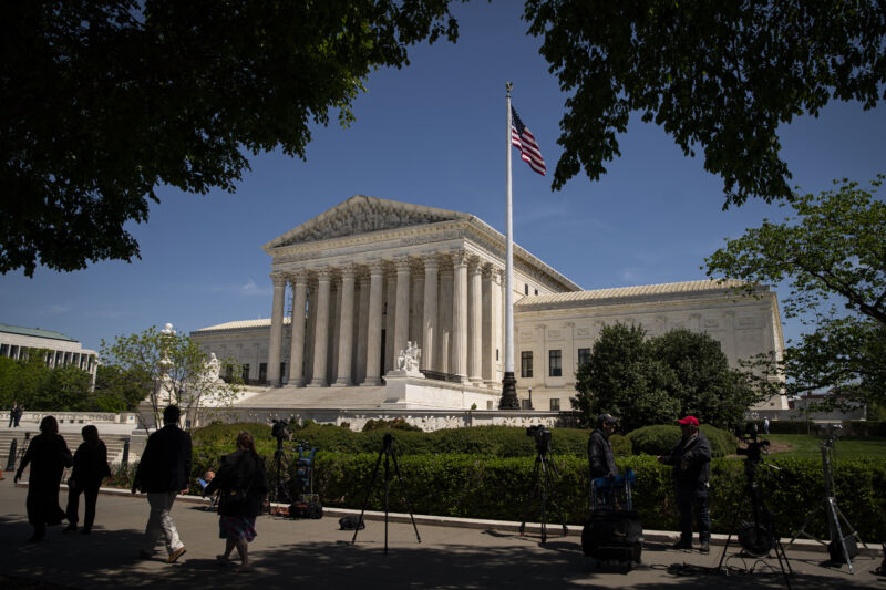 The US Supreme Court in Washington, DC, US, on Wednesday, April 19, 2023. Democrats oppose the Republican-led Congressional Review Act resolution to disapprove of the Department of Veteran Affairs' interim rule on reproductive health care. Photographer: Al Drago/Bloomberg via Getty Images