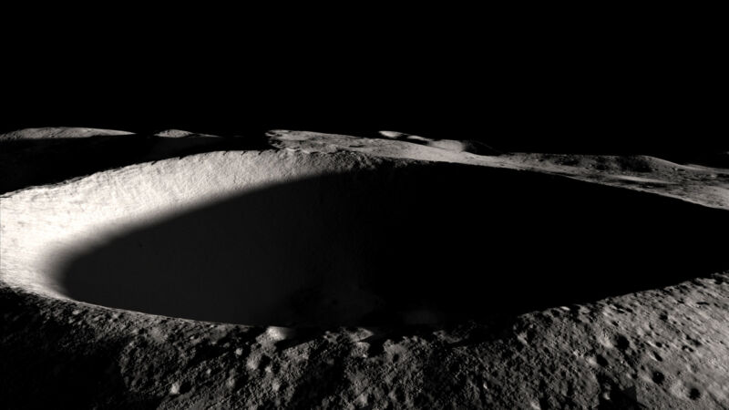 Los cráteres permanentemente sombreados en los polos lunares son un área de interés por los recursos que podrían albergar.