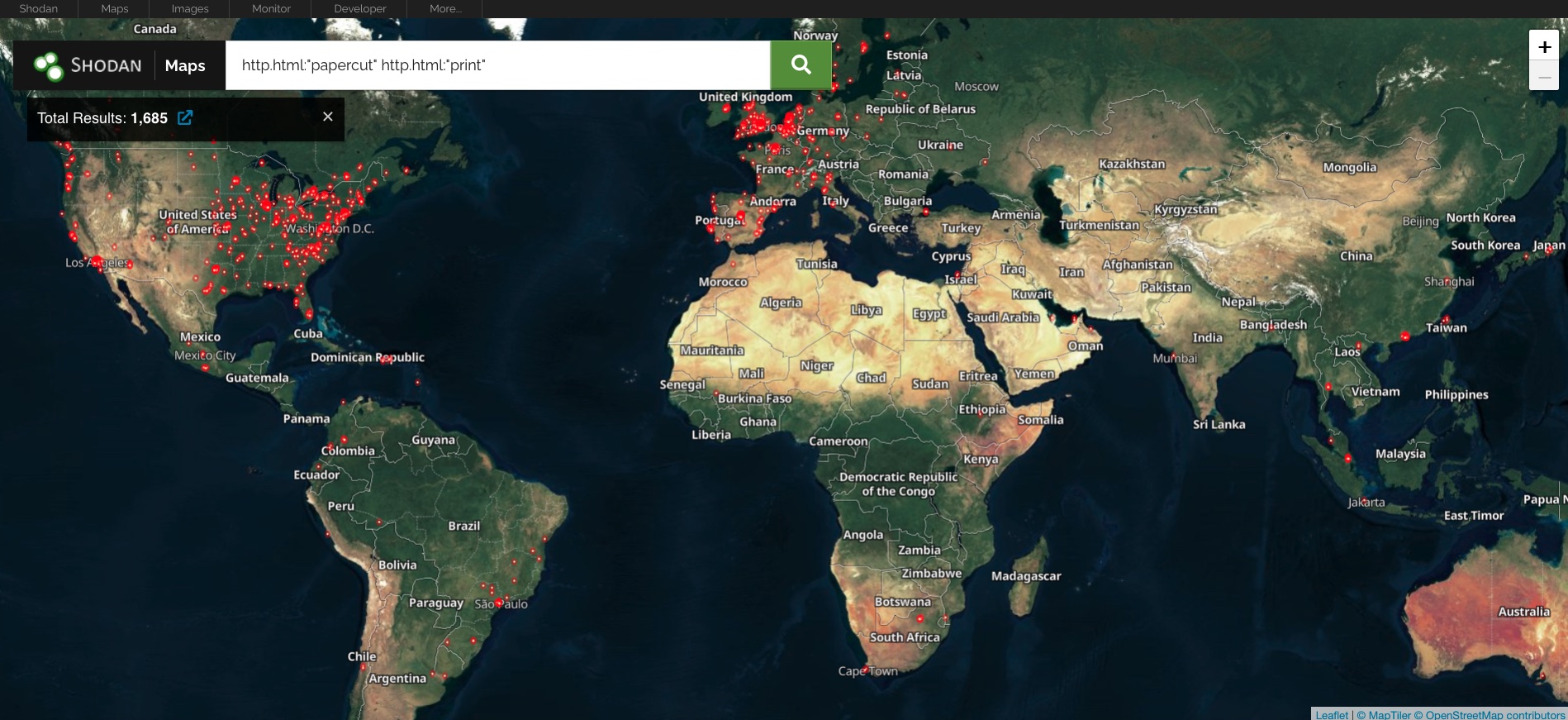 خريطة العالم توضح مواقع منشآت PaperCut.