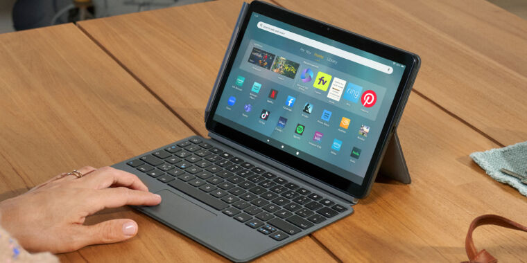 Amazon's biggest tablet is the Fire Max 11. It has an 11-inch screen, a fingerprint reader, and an optional keyboard and stylus package. Usually, Fire