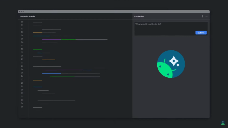 A mock-up made by Google depicting an AI assistant inside Android Studio