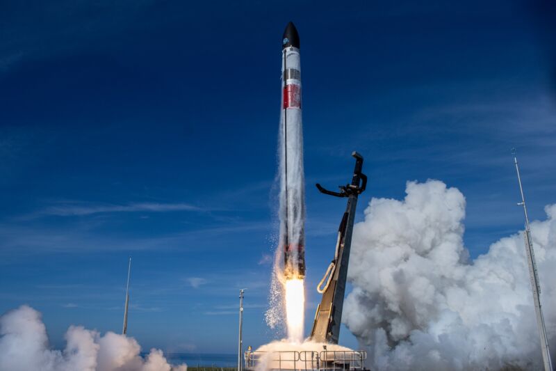 An Electron rocket launches the "There and Back Again" mission in 2022.