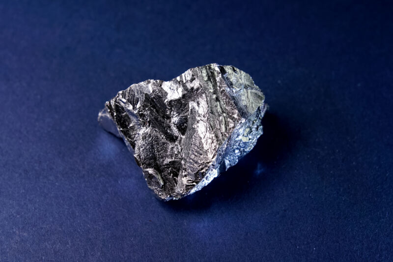 Image of an irregular chunk of silvery metal