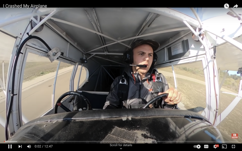 Screenshot from Trevor Jacob's YouTube video "I Crashed My Airplane."