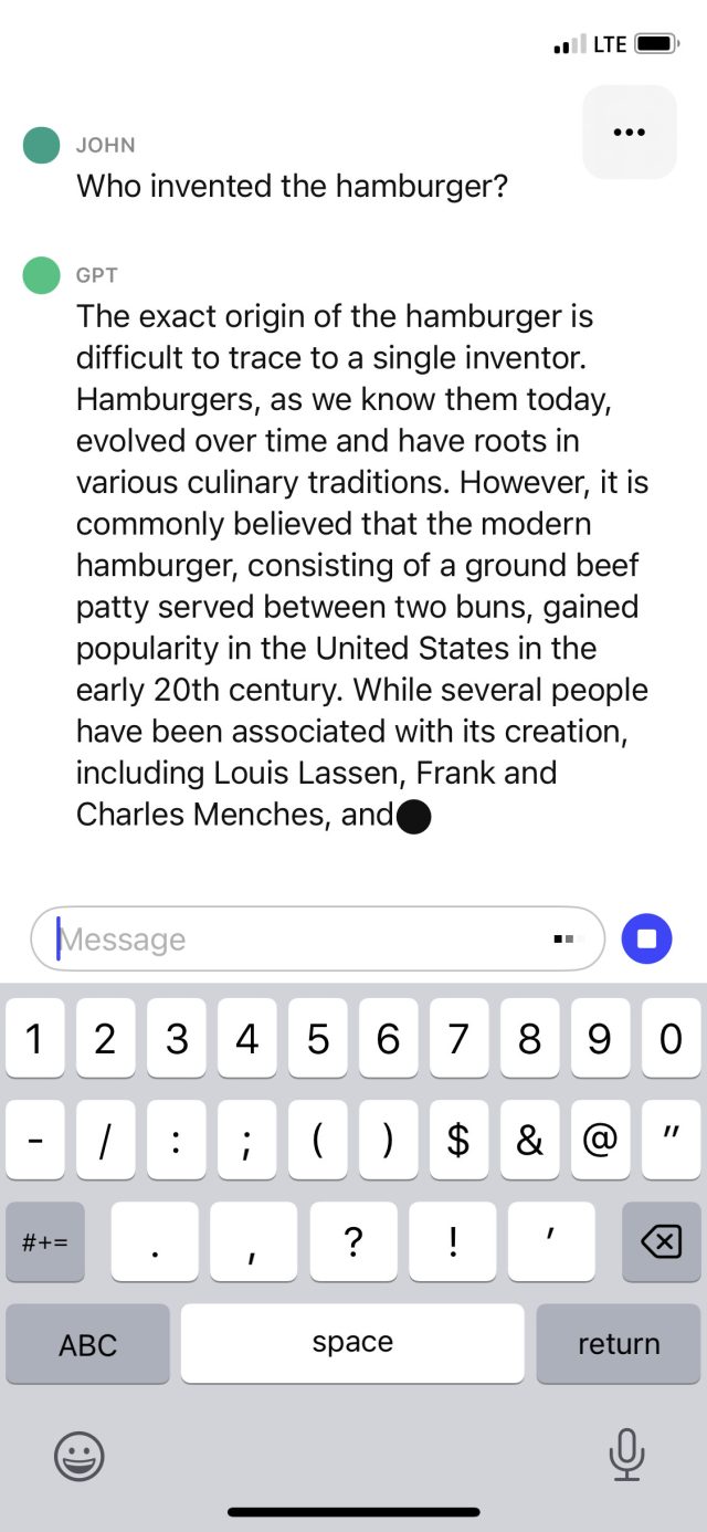 The ChatGPT app features an interface that is similar to the website.