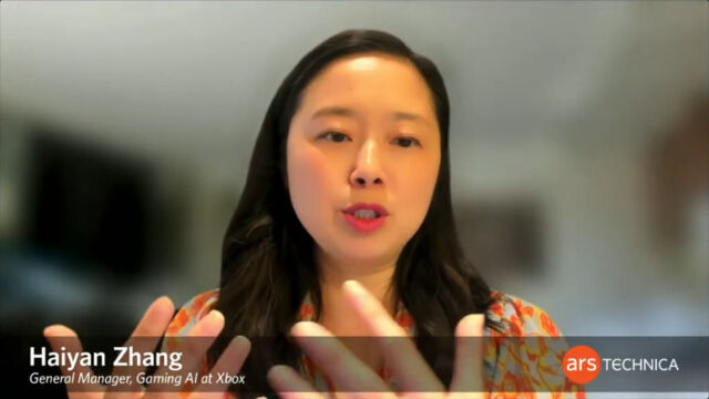 Haiyan Zhang von Microsoft während ihres Ars Frontiers 2023-Panels zum Thema KI.