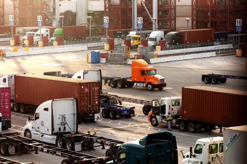 Trucks at port