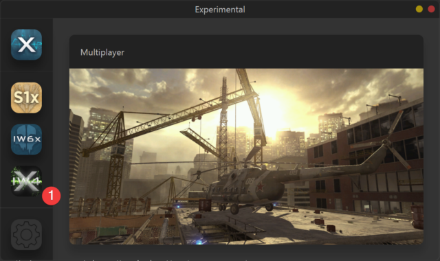 Een scherm van de onlangs gesloten X Labs-launcher, die naar verluidt een veiligere versie van verschillende klassieke Call of Duty-games bood.