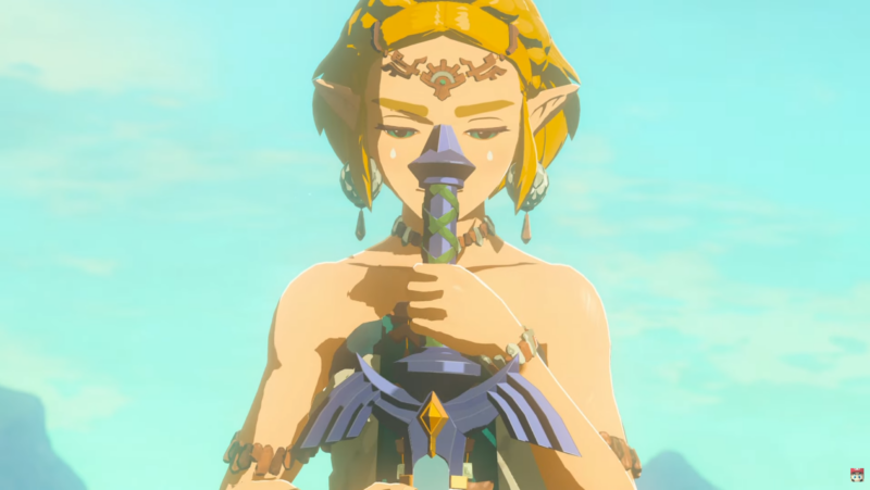 Princess Zelda holding a Master Sword