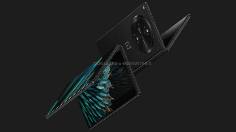 The OnePlus V Fold is in the style of a Samsung Foldable.