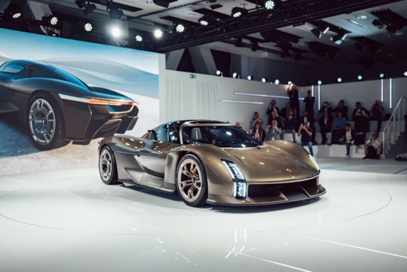 The Porsche Mission X concept on display