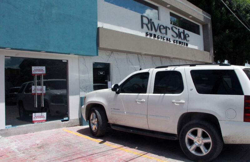 One of the medical clinics suspended by Mexican health authorities, in Matamoros, Tamaulipas, Mexico, on May 19, 2023.