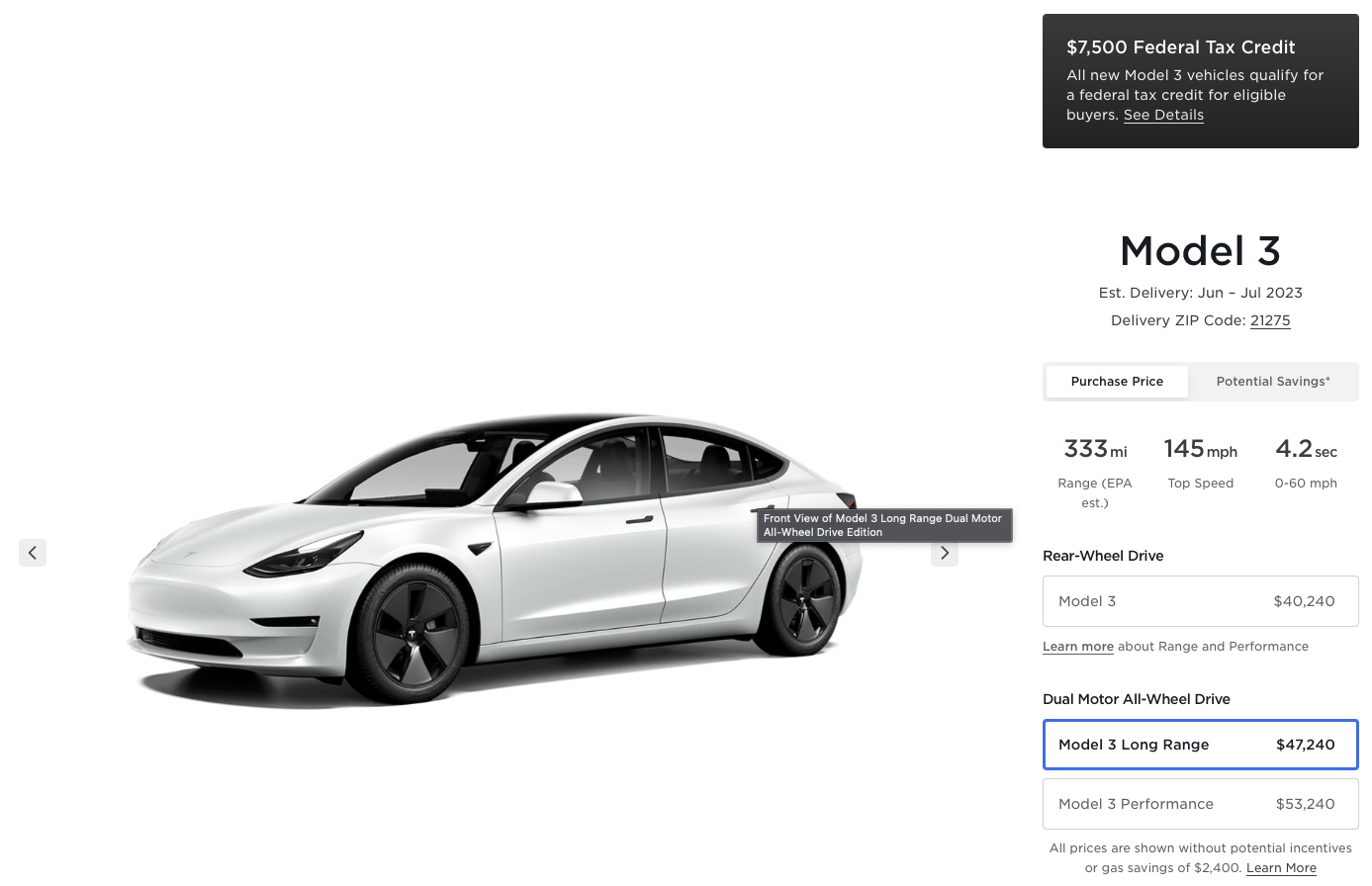 The Tesla Model 3 qualifies for the full 7 500 tax credit again