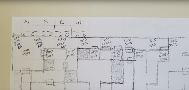 A hand-drawn map that Brixius is relying on to help him finish his C64-era CRPG.