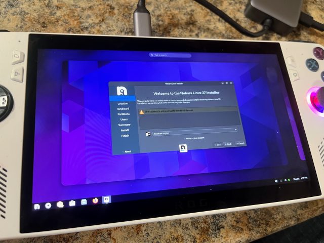 This is the first step in installing a Linux system on the ROG Ally unless you count the dozen steps before it.