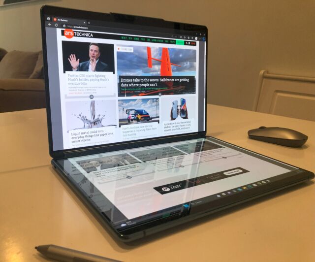 Lenovo's Yoga Book 9i dual-screen laptop.